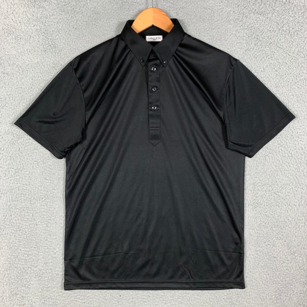 Collars & Co. Dress Collar Polo Mens Medium Black Short Sleeve Button Down Shirt